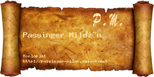 Passinger Milán névjegykártya